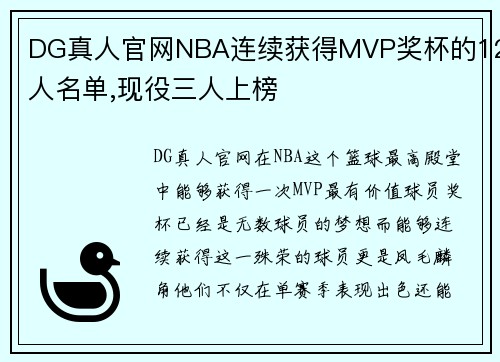 DG真人官网NBA连续获得MVP奖杯的12人名单,现役三人上榜